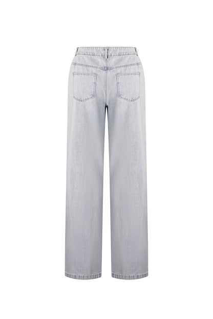 Cotton Blend Jeansbroek Casual Straight Light Indigo