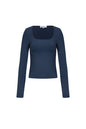 Gebreide Nylon Vrouwen Lange Mouw Top Basis Solide Kleur