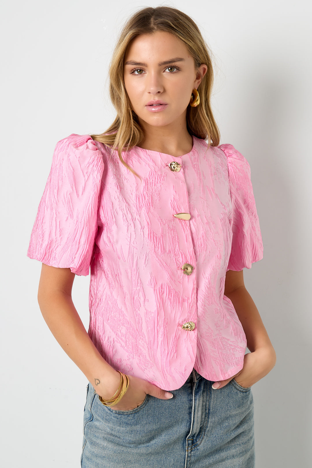 Geweven Polyestervezel Vrouwen Korte Mouwen Tops Elegant Solide Kleur Lente/Zomer