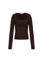 Gebreide Nylon Vrouwen Lange Mouw Top Basis Solide Kleur