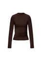 Gebreide Nylon Vrouwen Lange Mouw Top Basis Solide Kleur