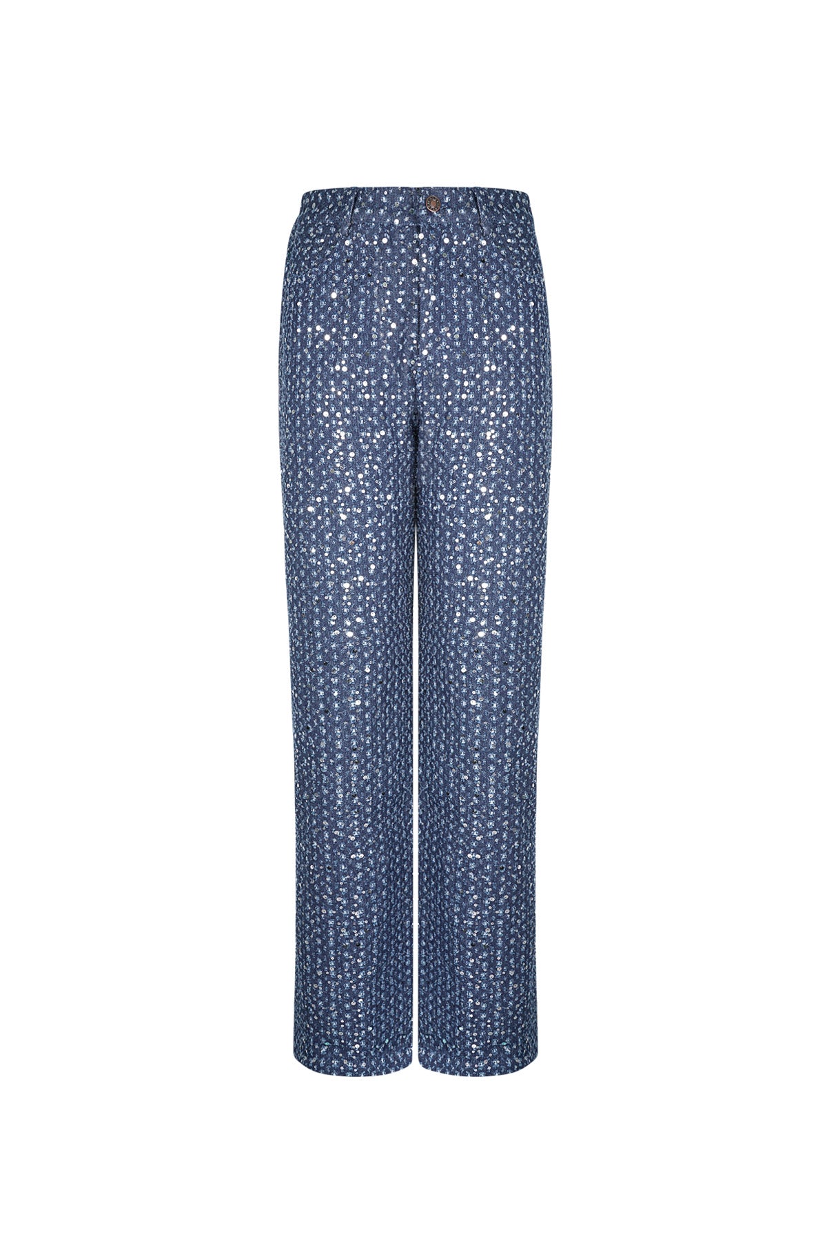 Geweven Denim Vrouwen Rechte Broek Casual Pailletten