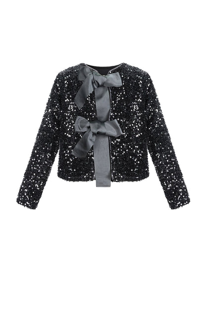Polyester Lange Mouw Top Geknipt Met Vlinderdetail
