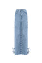 Cotton Woven Vrouwen Rechte Jeans Casual Knopen Detail