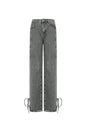 Cotton Woven Vrouwen Rechte Jeans Casual Knopen Detail