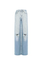 Cotton Woven Vrouwen Straight Leg Jeans Ripped