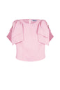 Polyester Vrouwen Korte Mouw Top Plooimouw Ontwerp