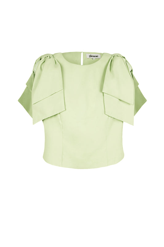 Polyester Vrouwen Korte Mouw Top Plooimouw Ontwerp