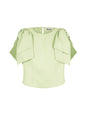Polyester Vrouwen Korte Mouw Top Plooimouw Ontwerp