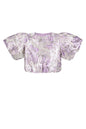 Polyester Vrouwen Korte Mouw Top Puff Sleeve Bloemenprint