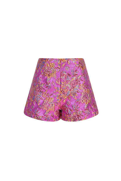 Polyester Vrouwen Hoge Taille Shorts Bloemenprint