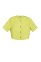 Polyester Vrouwen Korte Mouw Top Geknipte Stijl Gespeld Voorkant