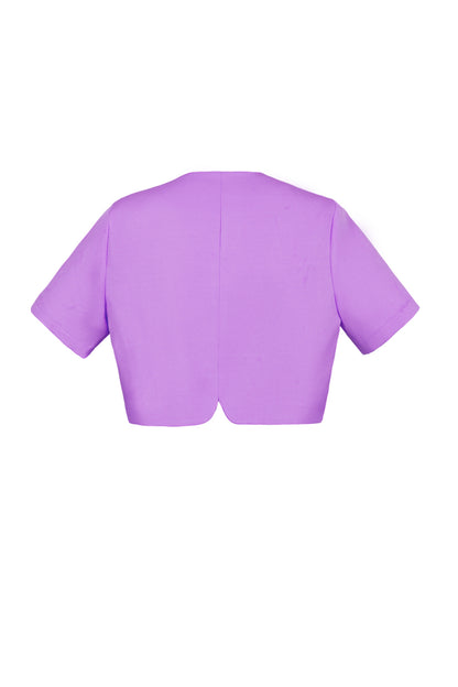 Polyester Vrouwen Korte Mouw Top Geknipte Stijl Gespeld Voorkant
