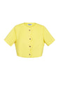 Polyester Vrouwen Korte Mouw Top Geknipte Stijl Gespeld Voorkant