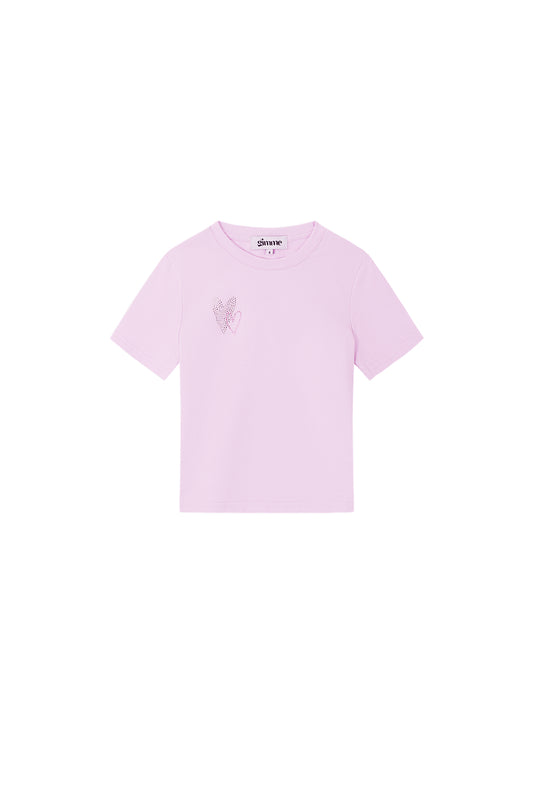 Cotton Kinder T-shirt Casual Geborduurde Hart Ontwerp