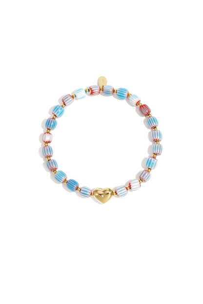 Armband van kralen met hartvormig centerpiece