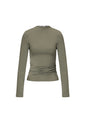 Gebreide Nylon Vrouwen Lange Mouw Top Basis Solide Kleur
