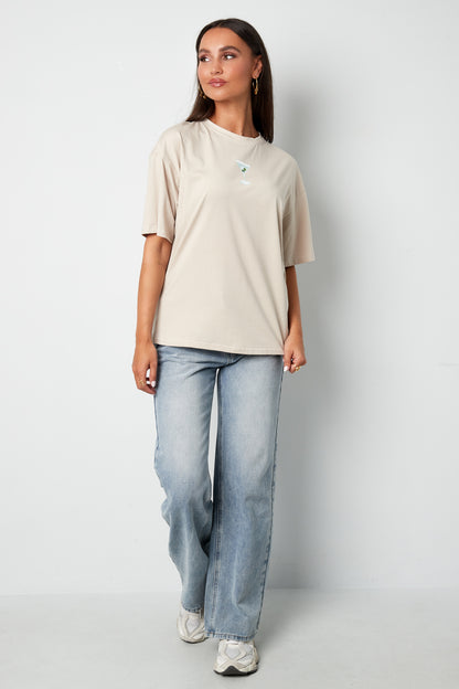 Katoen Gebreide Vrouwen T-shirt Casual Letters