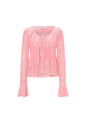 Geweven kant Dames Lange Mouwen Top Elegante Ruches