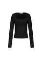 Gebreide Nylon Vrouwen Lange Mouw Top Basis Solide Kleur