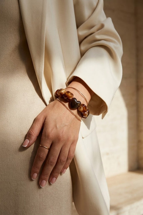 Armband met hart bruin