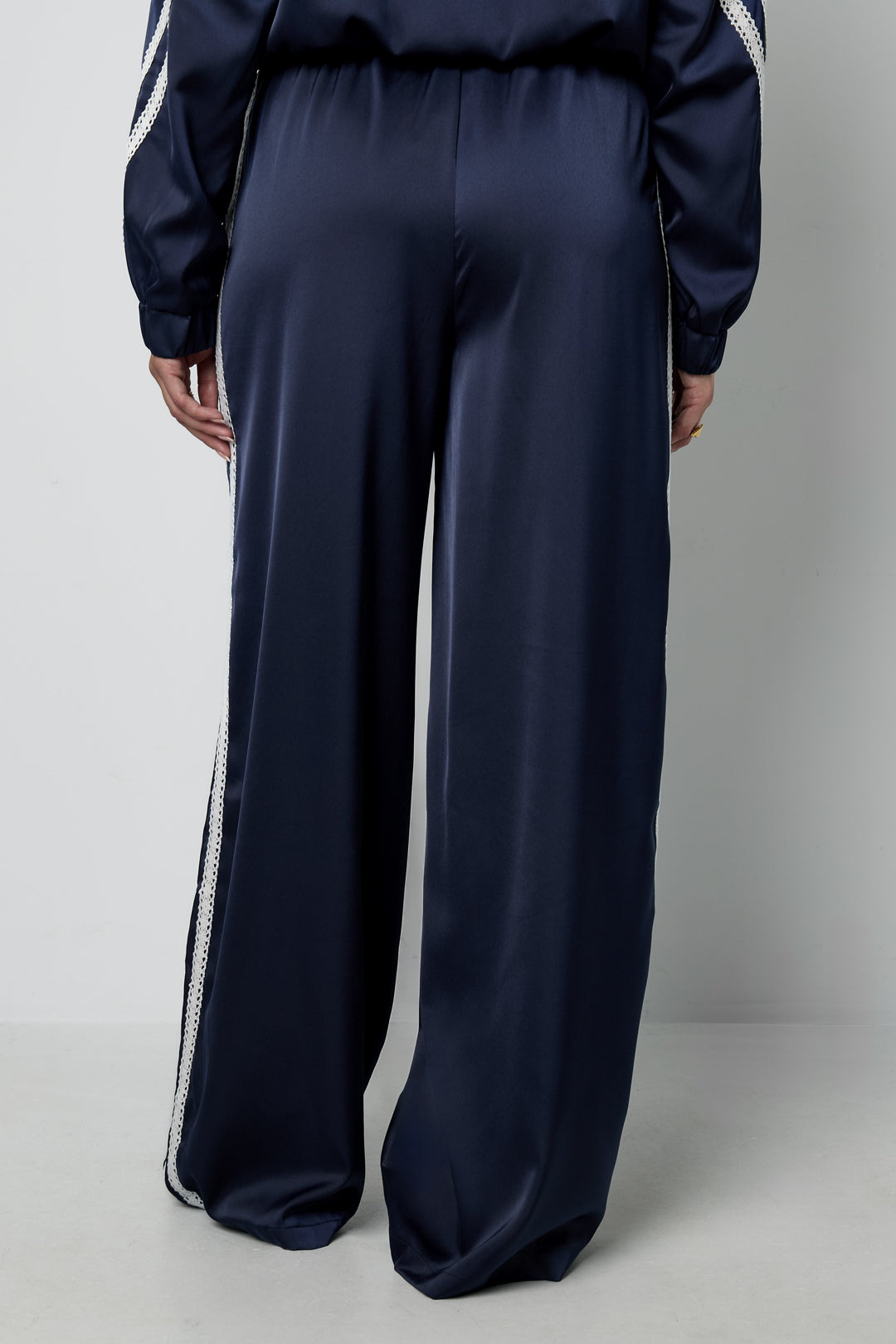 Geweven Polyestervezel Vrouwen Rechte Broek Sportief Kleurcontrast