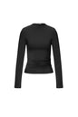 Gebreide Nylon Vrouwen Lange Mouw Top Basis Solide Kleur
