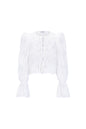 Cotton Woven Vrouwen Lange Mouw Top Casual Cutout